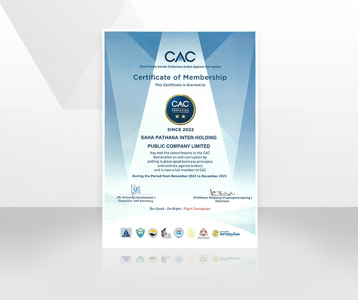 Certificate of Membership - Thai Private Sector Collective Action Against Corruption (CAC)